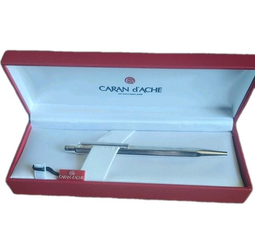 CARAN d'ACHE Ball Point Pen-Ecridor Chevron-Palladium Plated-EUC