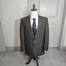 Lauren Ralph Lauren Mens 44L Wool Houndstooth Sport Coat Blazer Brown