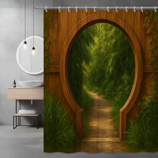 Green Forest Path Shower Curtain - Nature Inspired Design