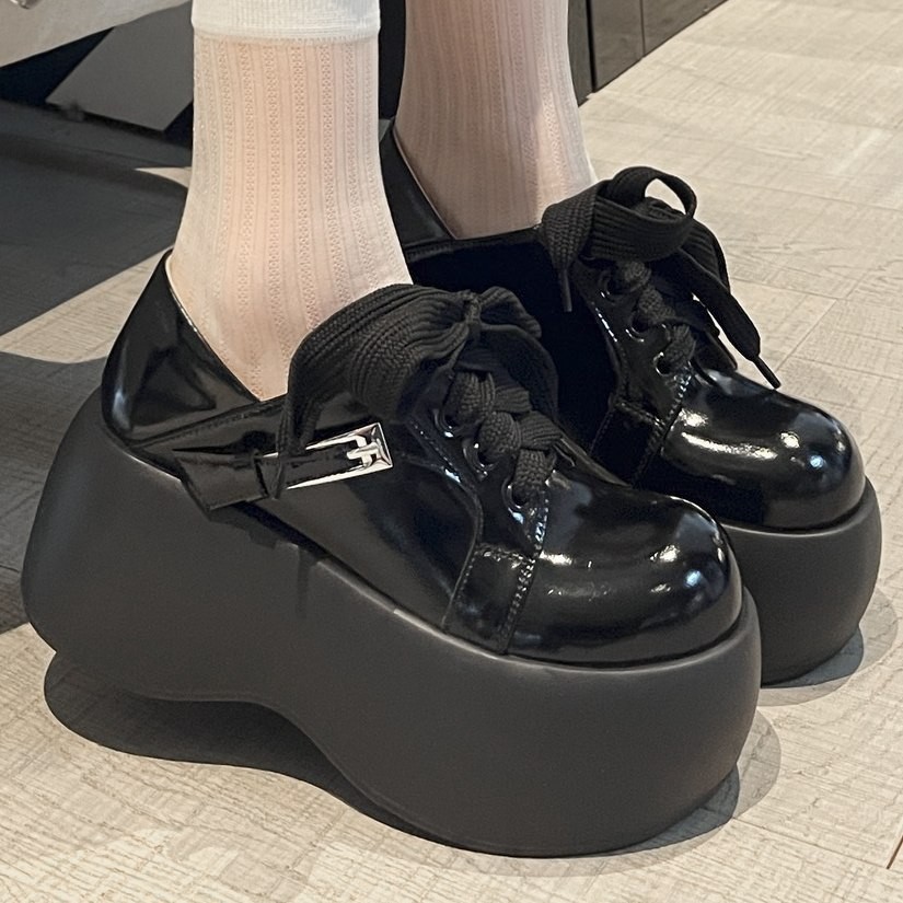 SAOLA Stivaletti donna suola spessa vera pelle Mary Janes plateau alto creepers