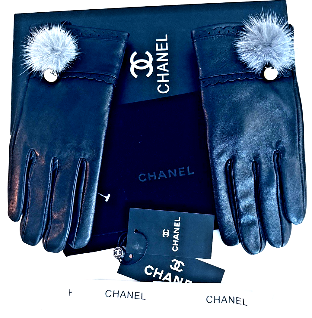Chanel Black Leather Gloves L | eBay