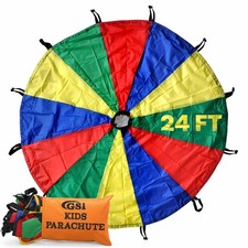 Rainbow Parachute Toy Tent 24 Feet for Children Cooperative Play GSi Kids Game