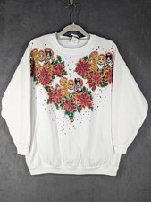 Vtg Big Fun Sweatshirt Women's White Cats Kittens Made U.S.A One Size