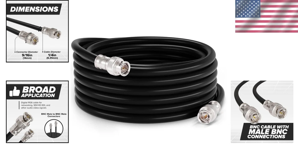 50ft BNC Cable - Low Loss HD-SDI/SDI - 2 BNC Connections - Image 2 of 4