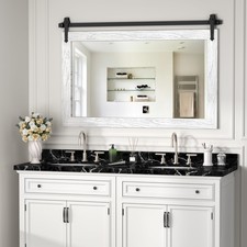 Farmhouse Mirror 42 x28  White Rustic Mirror ...