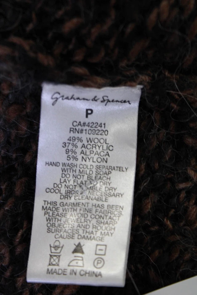 Graham & Spencer Womens Long Sleeves Cardigan Sweater Brown Black Size Petite - Image 4 of 4