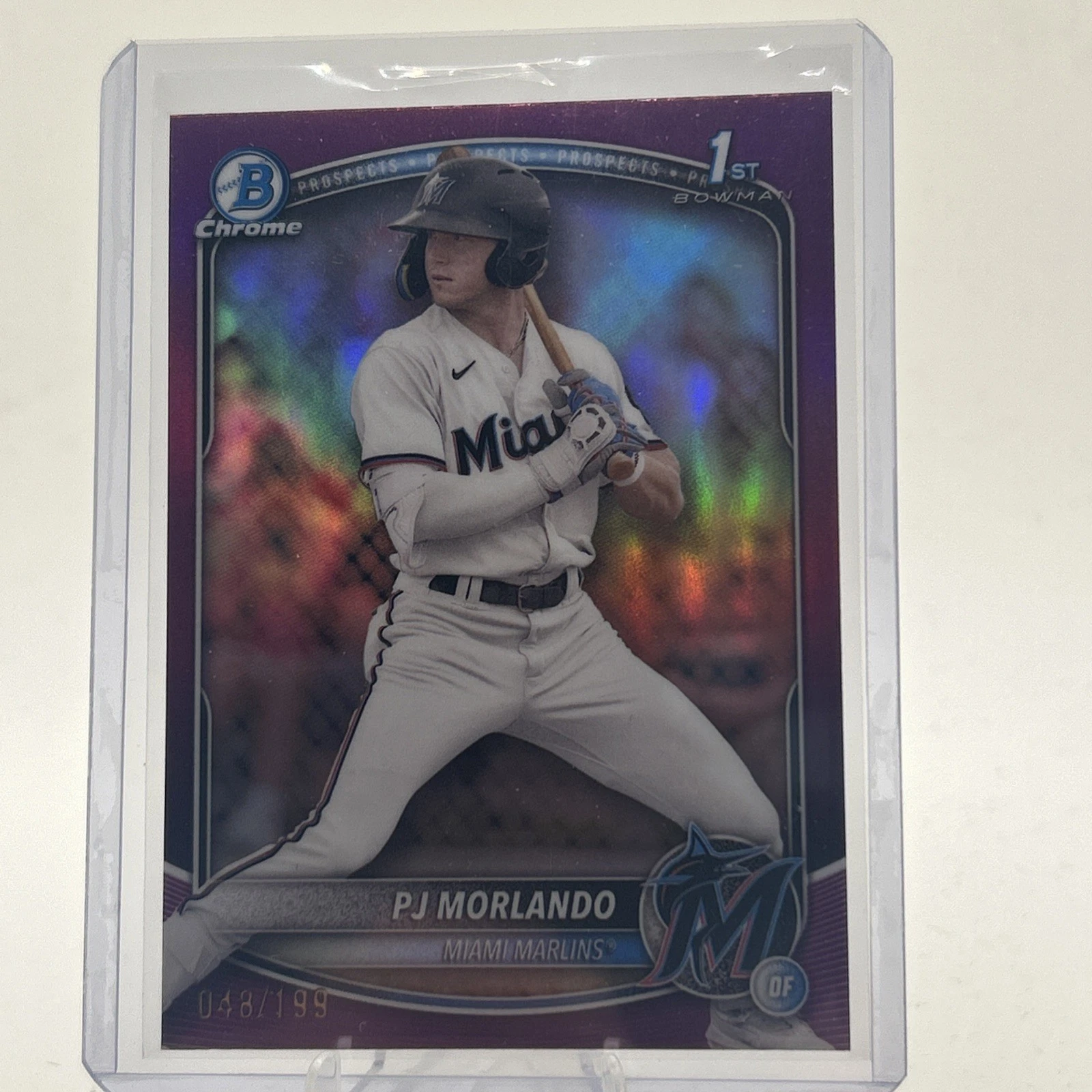 2025 Bowman PJ Morlando 1st Bowman Chrome Prospects Fuschia Refractor 48/199