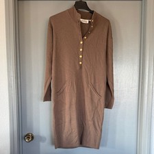 Nicole Summers Wool Blend Pullover Sweater Dress S Petite Buttons Pockets Flaw