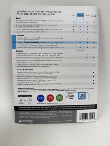 Intuit TurboTax Deluxe 2023 Tax Software Disk w/ Code - Federal & State Sealed - Picture 9 of 14