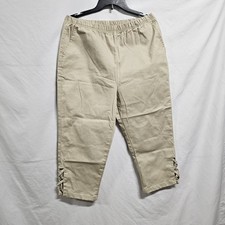 Blair Casual Pull On Crop Pants Women Size L Khaki Cotton