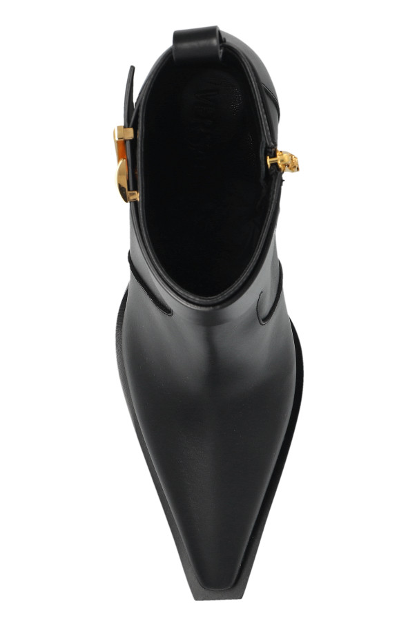 Versace - Women - Leather heeled ankle boots - Black thumbnail 6