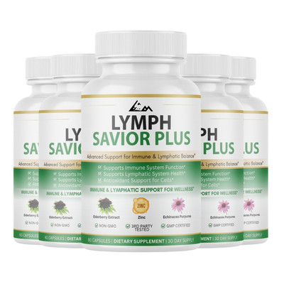 Lymph Savior Plus Immune & Lymphatic Support Supplement -60 Capsules | 5 Bottles