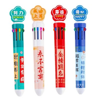 10 Color-in-1 Ballpoint Pen 0.5MM Pen Tip for Writing Color Coding Journaling