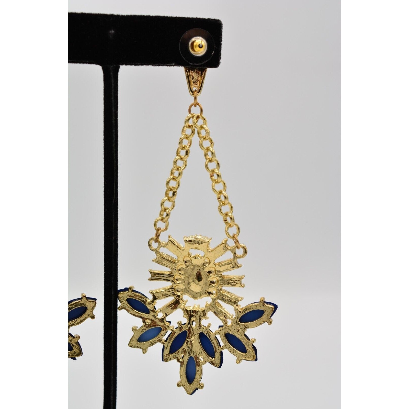 Statement Earrings Dangle Cabochon Crystal Chain … - image 9