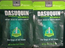 2 DASUQUIN JOINT HEALTH WITH OMEGA-3S SUPPLEMENT ALL DOG SIZES 60 X2 120 CHEWS