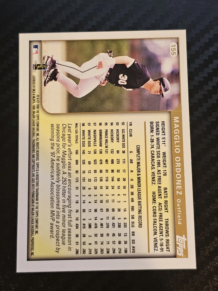 1999 Topps Chrome - Magglio Ordonez #155 Chicago White Sox - Image 2 of 2