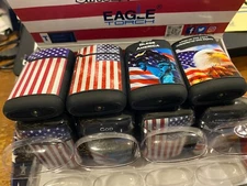 LOT of 8 EAGLE SINGLE BUTANE TORCH FLAG/ PATRIOTIC DESIGNS