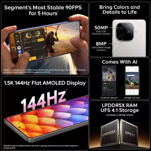 iQOO Neo 10R 5G (Titanium 12GB RAM, 256GB) Snapdragon 8s Gen 3 Global Version. - Picture 2 of 7
