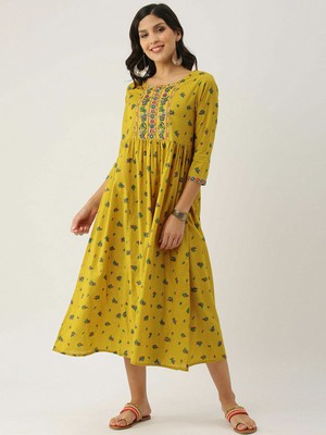 yellow kurti dress