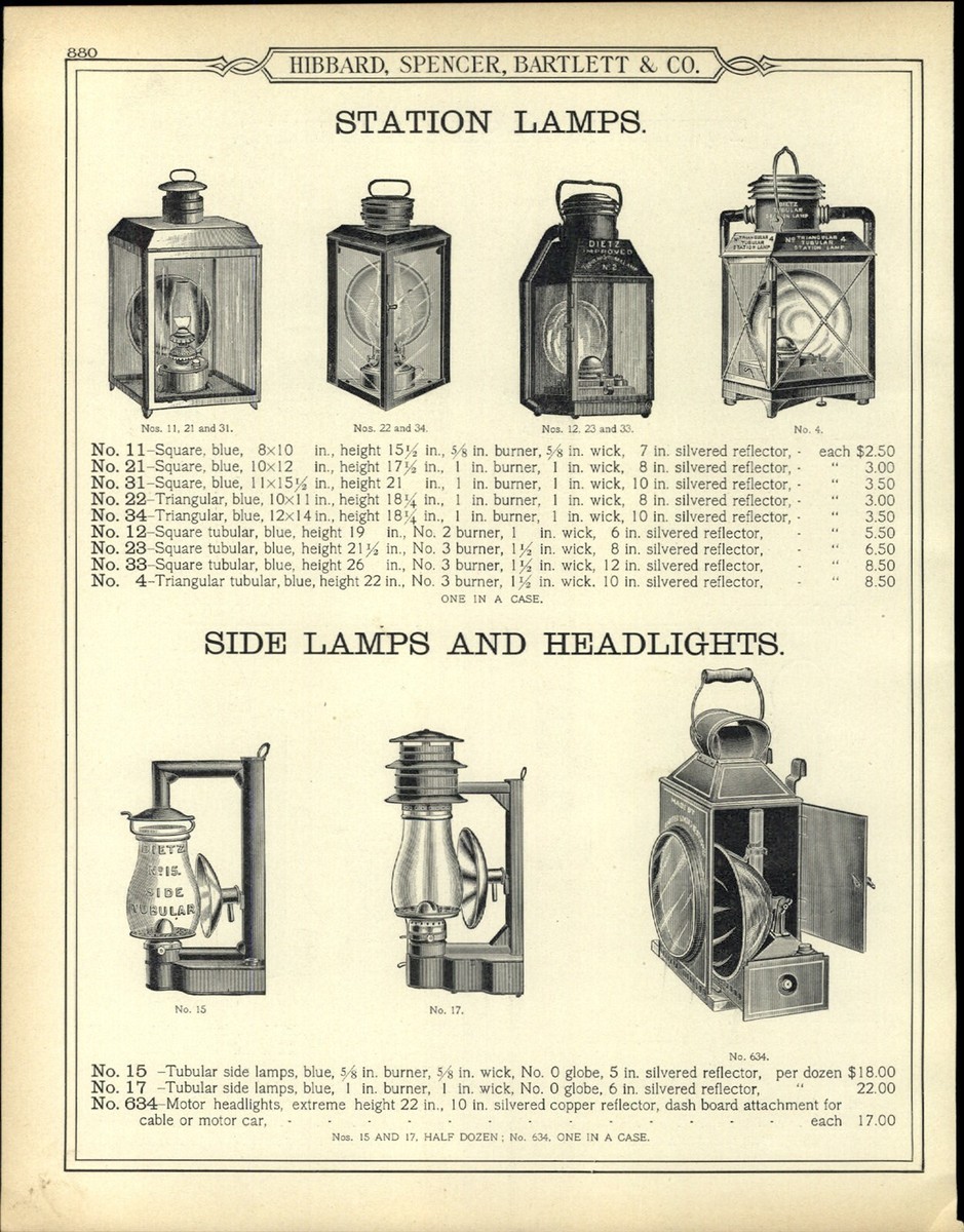 1890s PAPER AD 7 PG Dietz Globe Street Light Lamp Lantern Railroad