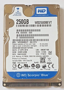 250 GB SATA Western Digital WD2500BEVT-80A23T0 5400rpm 8MB HDD 2,5" Festplatte