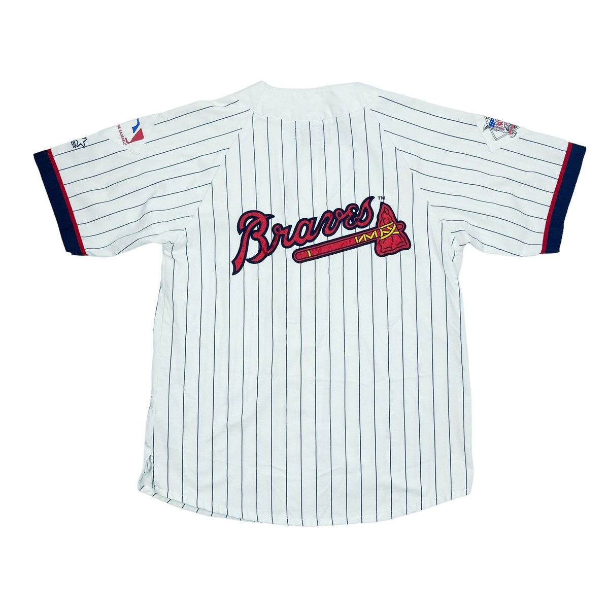 Vtg Rare Atlanta Braves Starter Big Logo Pinstriped Baseball