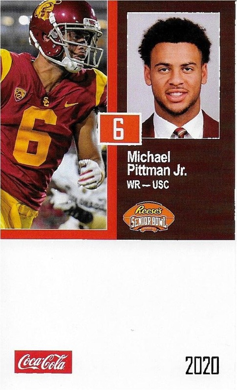 2020 SENIOR BOWL USC TROJANS MICHAEL PITTMAN JR INDIANAPOLIS COLTS ROOKIE 