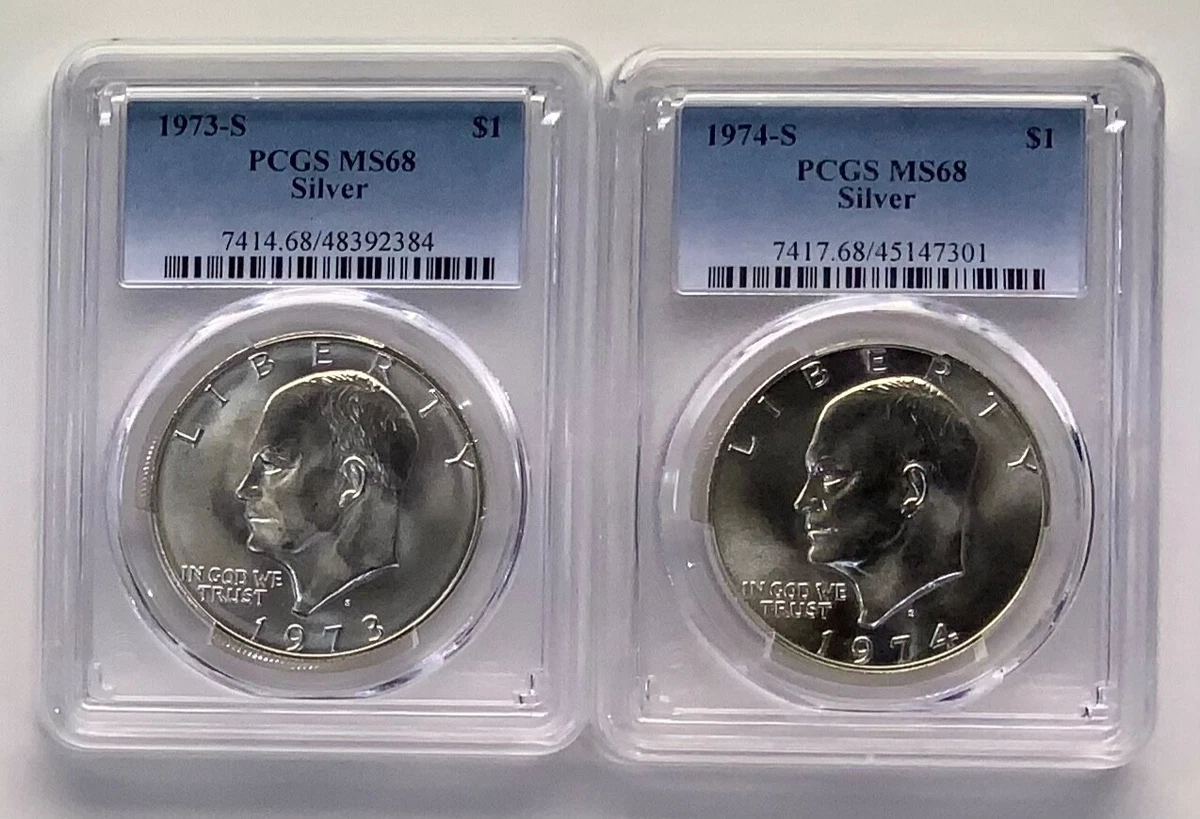 Silver PCGS Certified MS 68 Graded Eisenhower Dollars (1971-1978