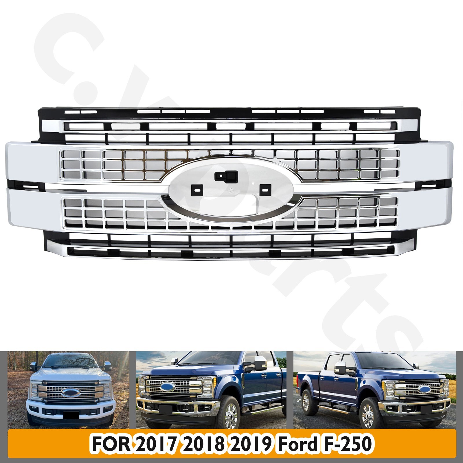 For 2017 2018 2019 Ford Super Duty F-250 F-350 F450 Front Platinum Bumper Grille