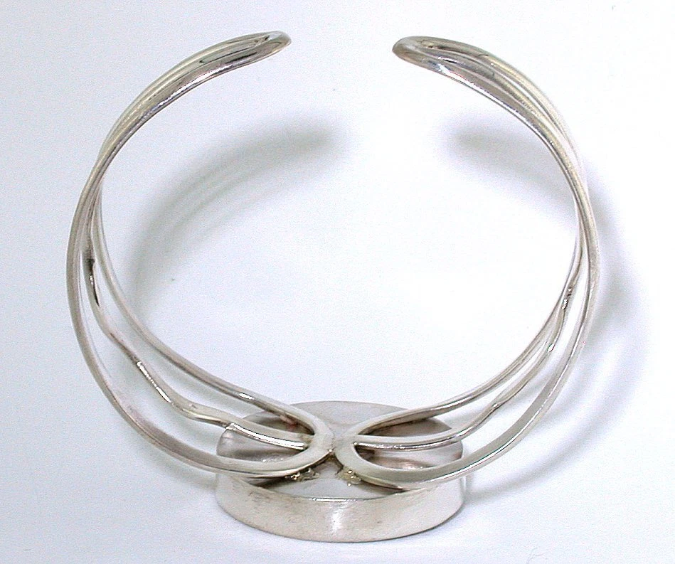 Mother Of Pearl Sterling Silver Cuff Cabochon 7 Inch Cuff Bracelet EBS2576 - Image 4 of 4