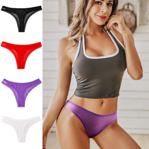 Women's Sexy Mesh Sheer Thong Ultra-thin Panties See-through Lingerie Panties - Picture 50 of 60
