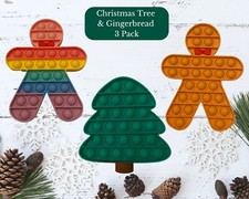  3-PACK Gingerbread Push Pop Bubble It Sensory Fidget Toy Stress Relief Game
