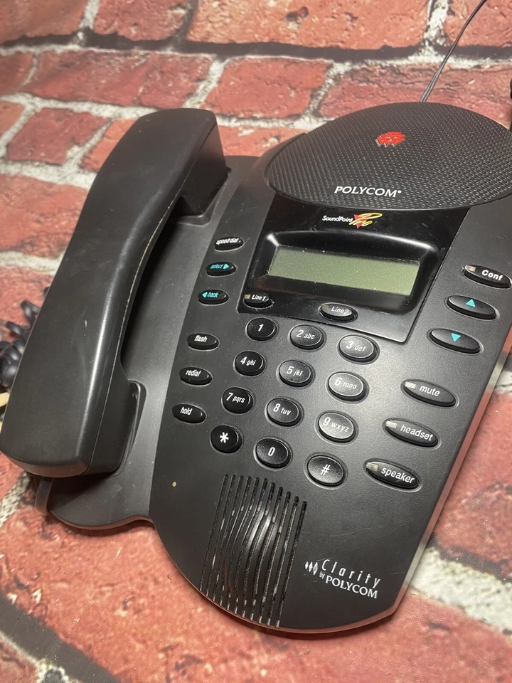 Teléfono de conferencia profesional Polycom SoundPoint Pro SE-225 2 líneas con fuente de alimentación Foto 2 de 4