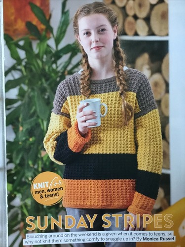Teen Girls Striped Jumper Knitting 