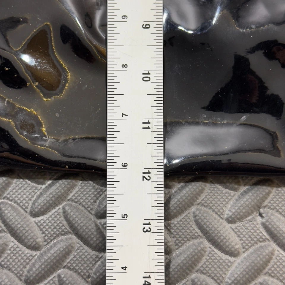 Saks Fifth Avenue Tote Bag Small Black PVC Glossy Spellout Logo Double Handle - Image 4 of 4