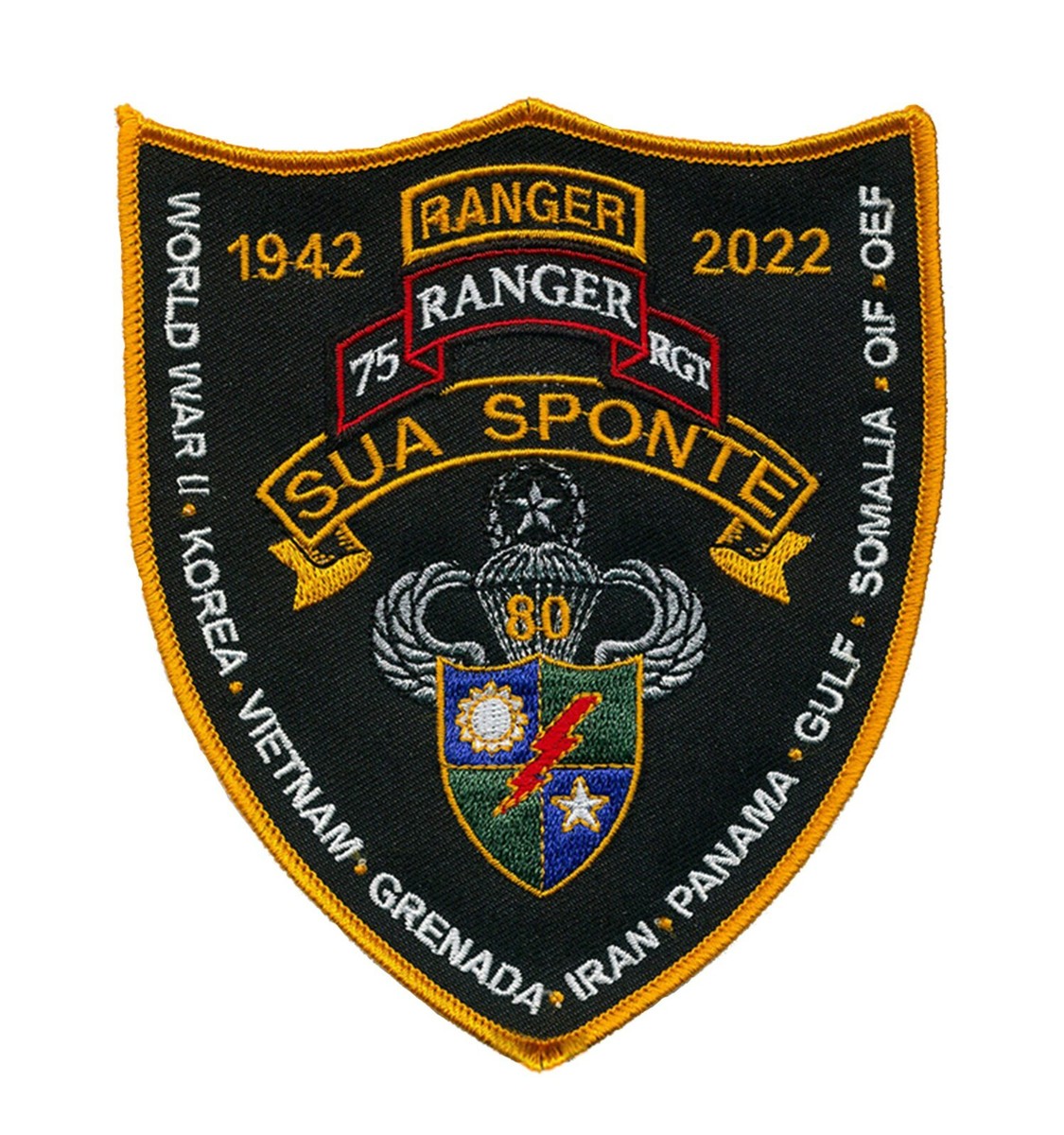 US Army Ranger - 80th Anniversary Patch - Sua Sponte - Airborne