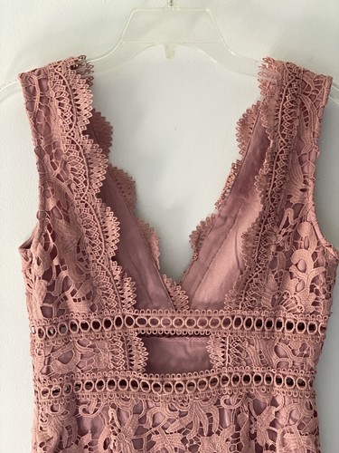 JOA V Neck Tank Floral Lace Side Zip MIDI Dress Women’s Sz Small S Pink NWT - Picture 4 of 10