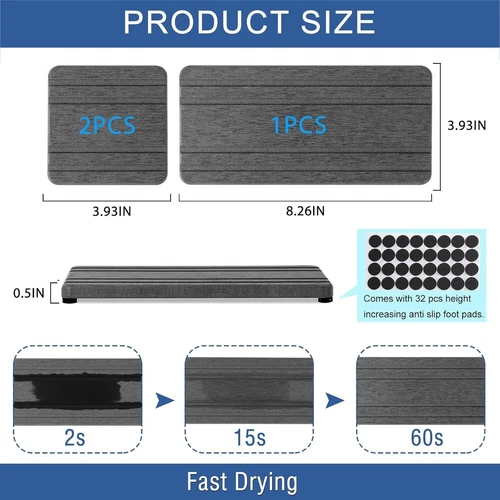 3PCS Water Absorbing Stone Tray, DryingNeat Diatomite Stone Sink Tray - Picture 3 of 6