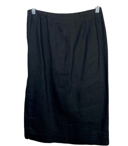 Ensemble costume jupe en lin irlandais Talbots taille 4 noir deux pièces jupe boutonnée - Photo 5 sur 8