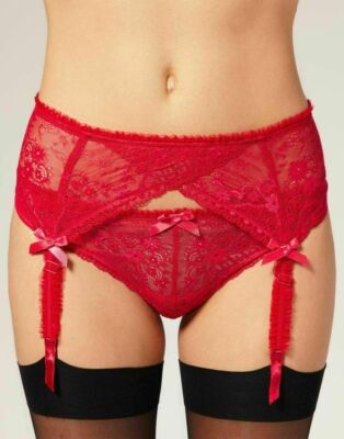 Strapsgürtel Spitze rot Temptress Gossard 4 Riemen UK-Größe Medium 12-14 UVP 14 £