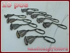 Lot of 10 PCs Solid Brass Marine Nautical Sailor Caption Boat Key-chain Ring NEW