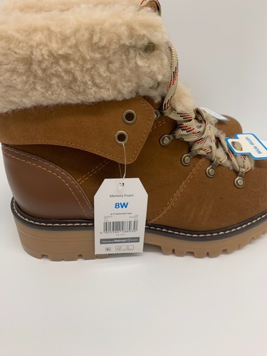 NEW! Time & Tru Women’s Boots Choose Size & Color Brown Black Combat Faux Fur - Picture 29 of 35