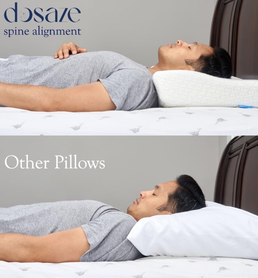 Dosaze Contoured Orthopedic Pillow Queen Size Neck Pain Relief Medium