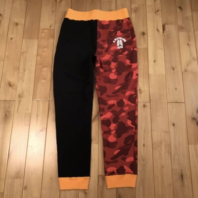 A Bathing Ape BAPE Tiger Shark Sweat pants Red camo Black Size S