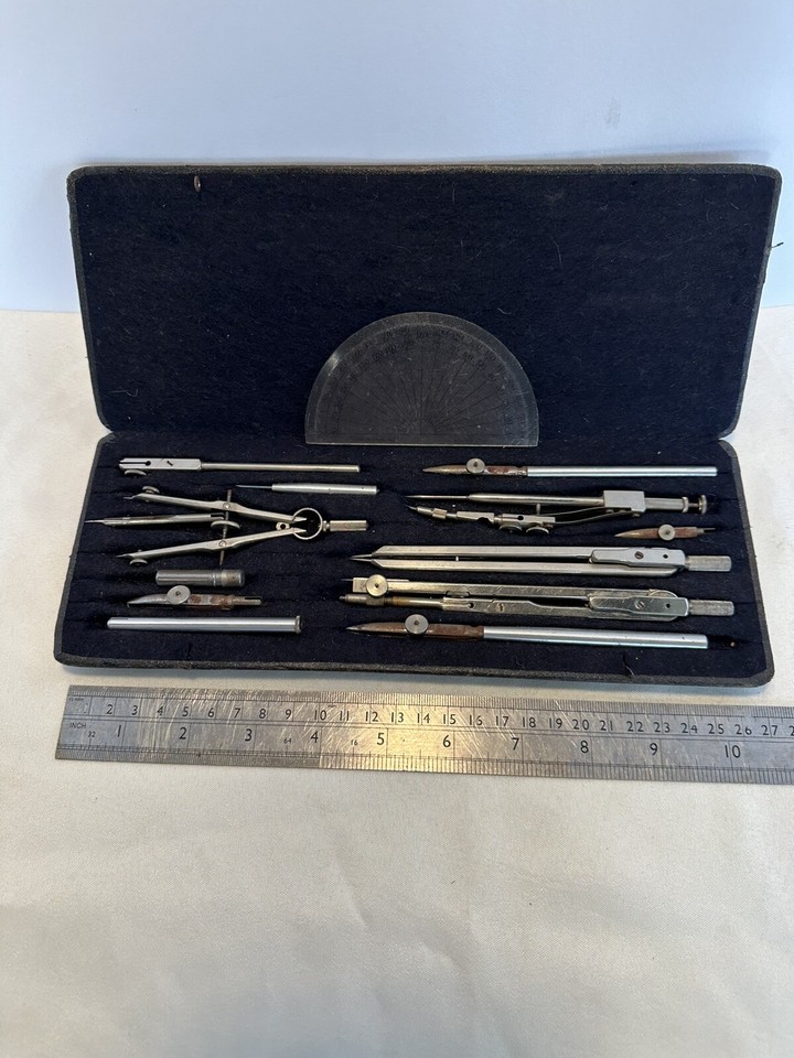 Prazision Precision Drafting Drawing Tools Instruments Vintage German/L