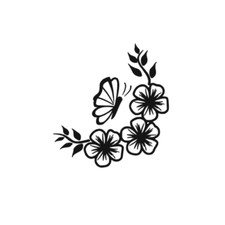 Butterfly  Flowers Vinyl Decal Sticker -Multiple Colors  Sizes- FREE SHIPPING