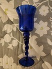 Used Cobalt Blue Glass Candle Holder Braided Stem Pier 1 13" — photo 4