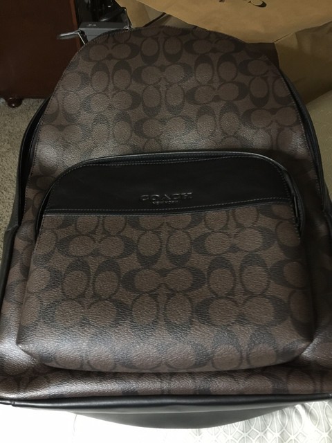 New Authentic Men’s COACH F72483 Houston Backpack Signature Canvas Black