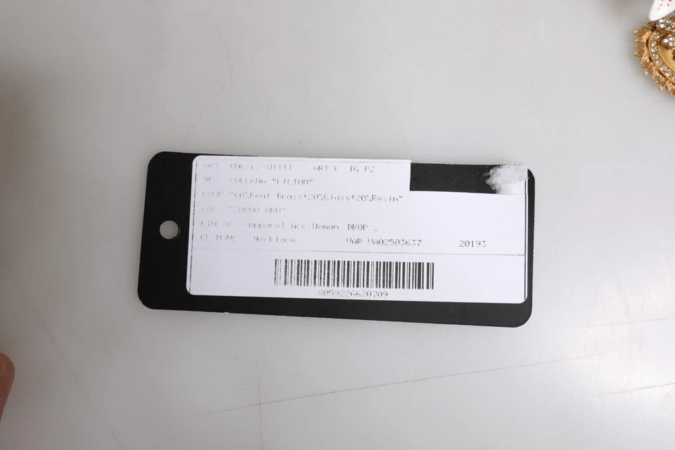 DOLCE & GABBANA Collar Oro Latón Lirio Cristal Sagrado Corazón Colgante 1000usd Foto 2 de 4