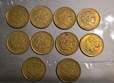 Greek 100 Drachmas 1990,92 & 94 Alexander the Great Coin Set Of (10) Ten In Flip